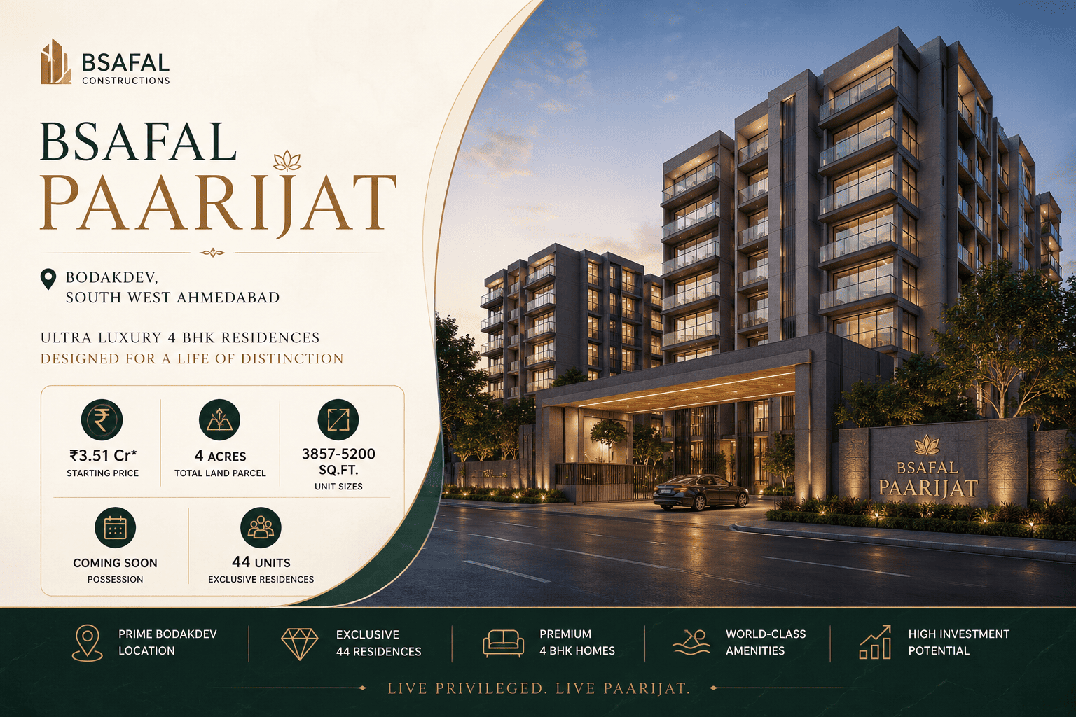 BSafal Paarijat - 4 BHK Luxury Flats in Bodakdev, Ahmedabad