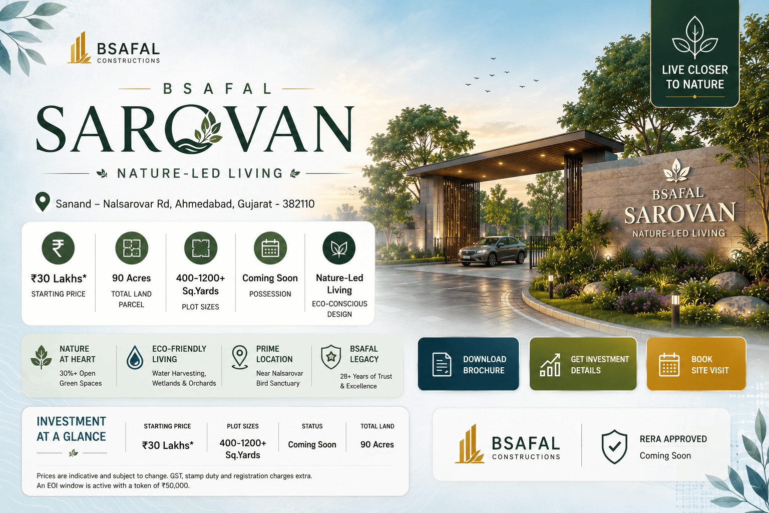 Sarovan by BSafal - Premium Plots in Sanand Nalsarovar, Ahmedabad