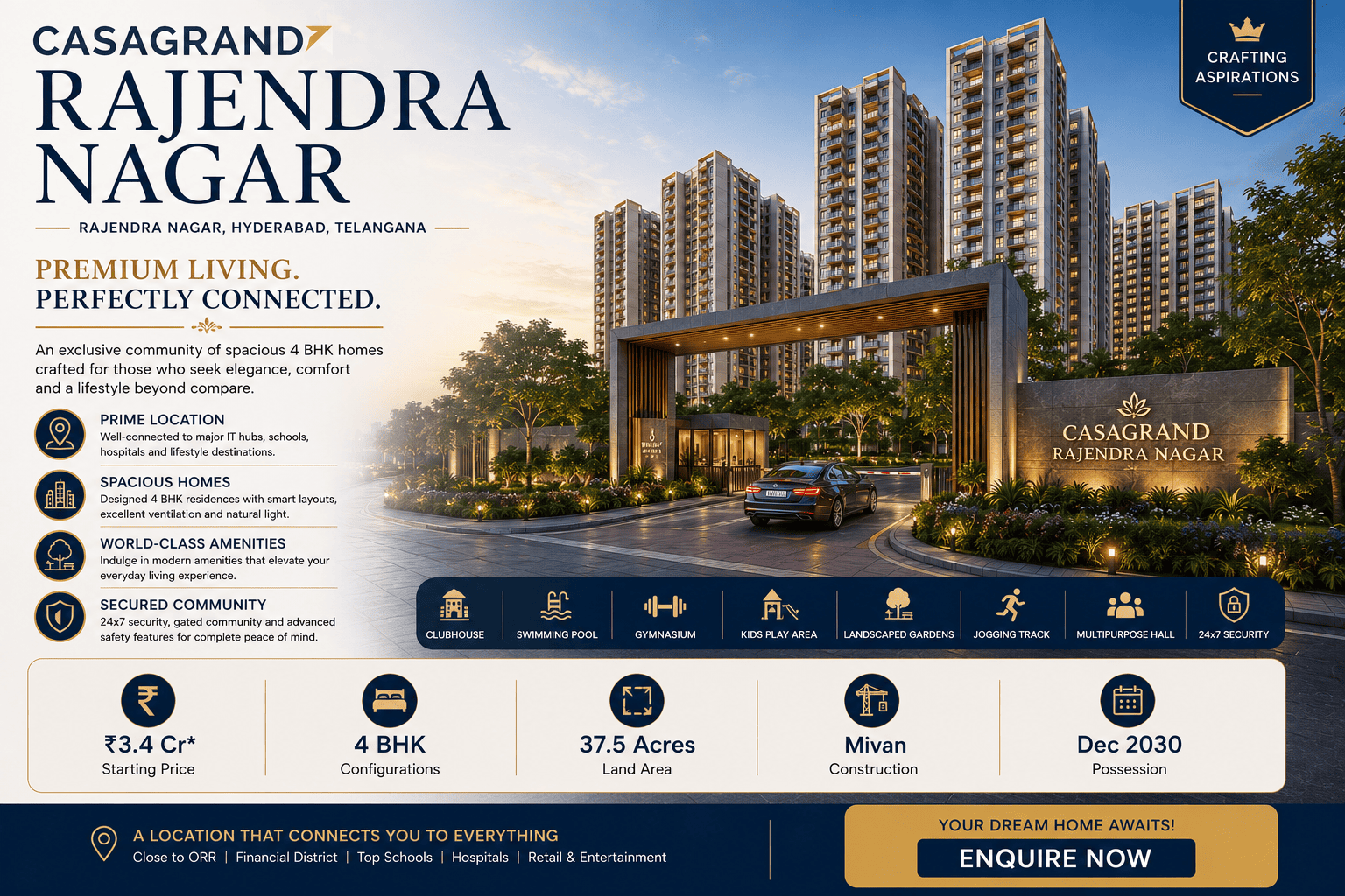 Casagrand Rajendra Nagar - 4 BHK Premium Triplex Villas in Hyderabad