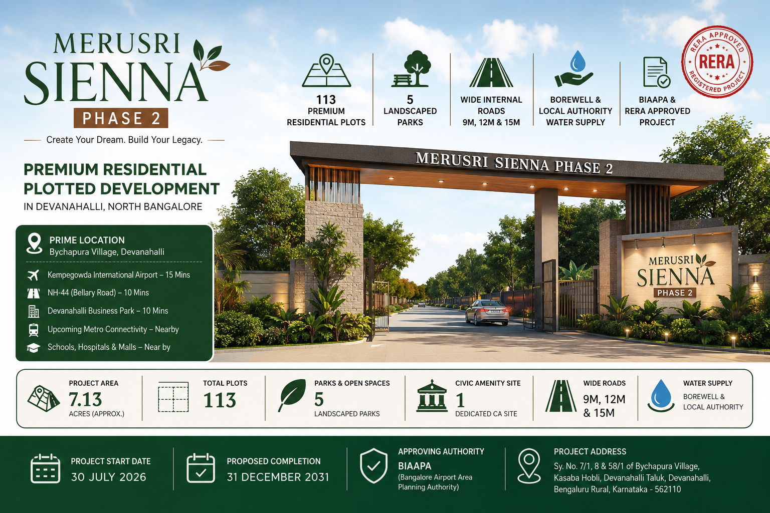 Merusri Sienna Phase 2 Plotted Development Bangalore