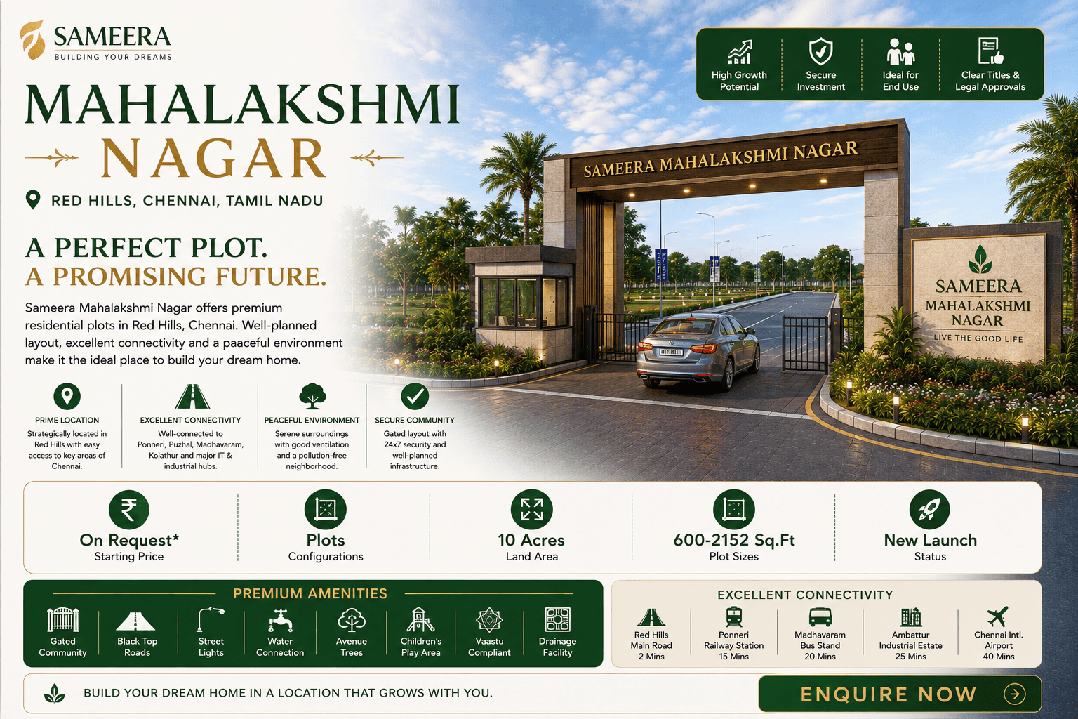Sameera Mahalakshmi Nagar - Premium Residential Plots in Red Hills, Chennai