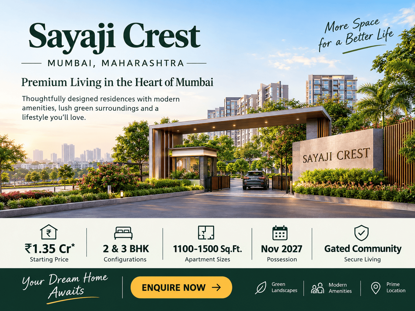 Sayaji Crest - Luxury 2 & 3 BHK Homes in Vile Parle East
