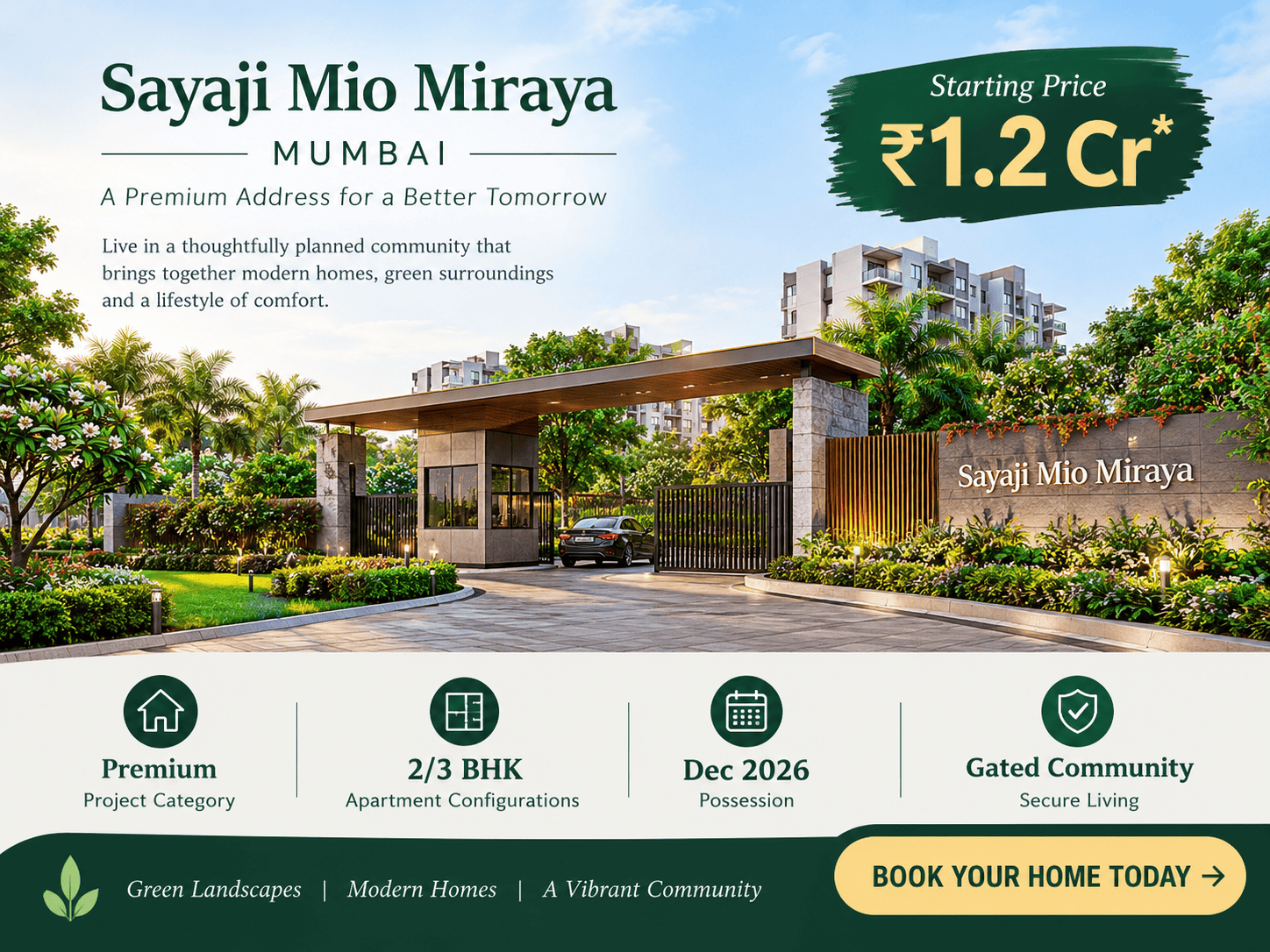 Sayaji Mio Miraya - Luxury 2 & 3 BHK Apartments in Bandra West