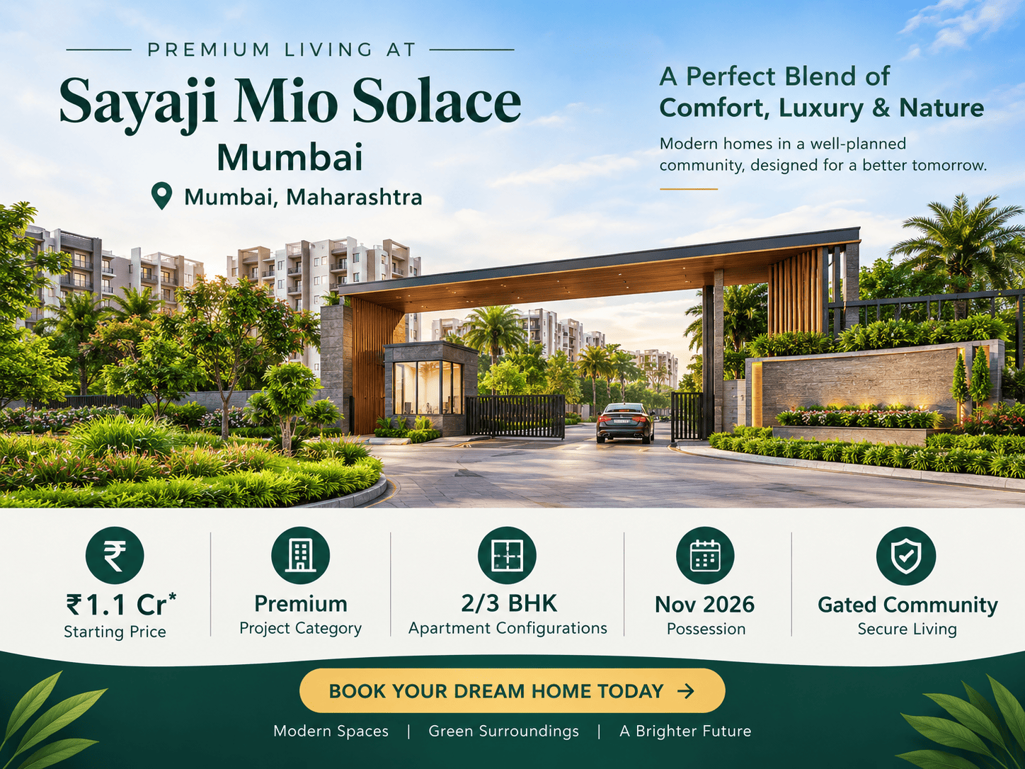 Sayaji Mio Solace - Luxury 2 & 3 BHK Apartments in Bandra West