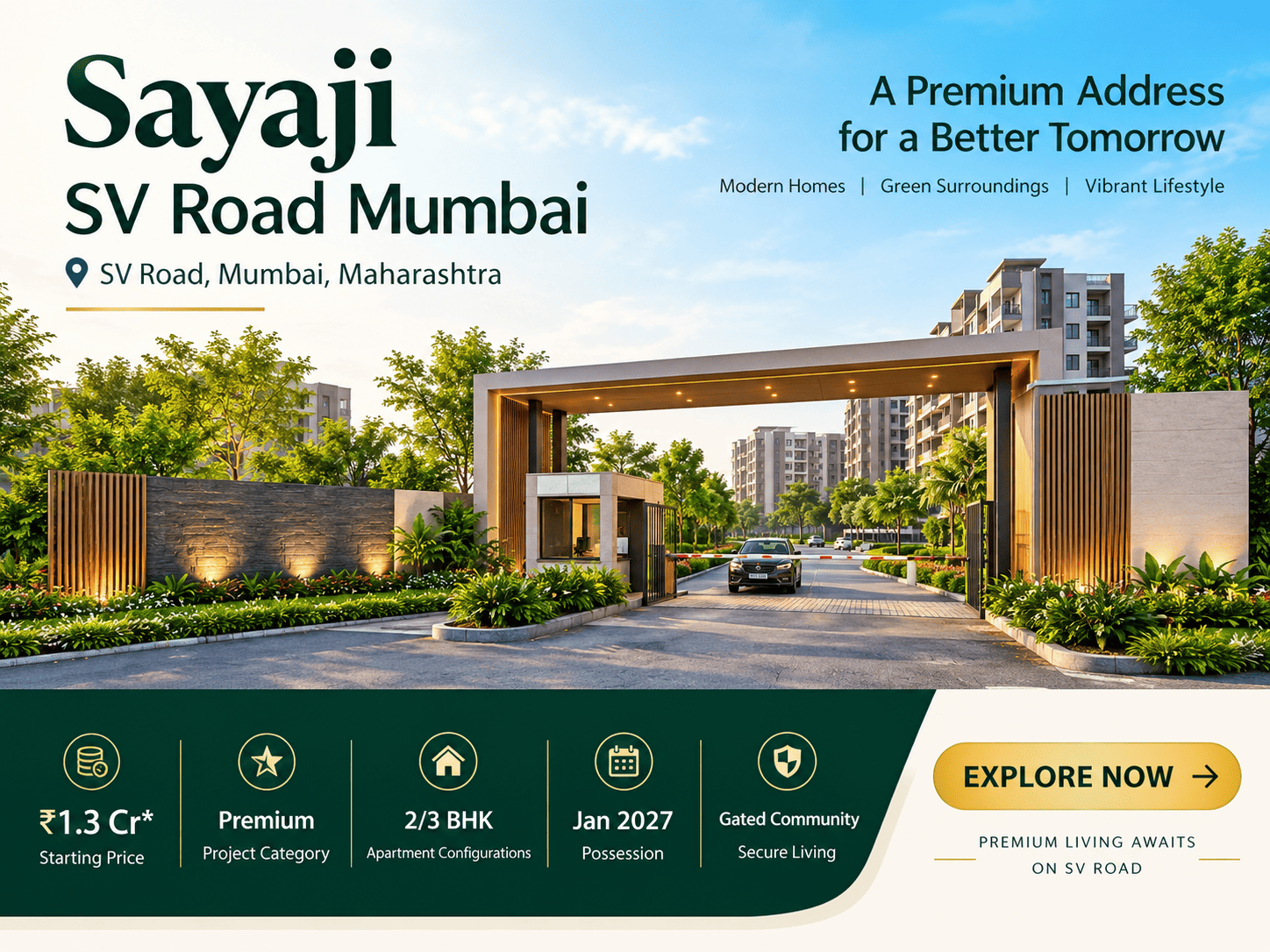 Sayaji SV Road - Luxury 2 & 3 BHK Apartments in Western Mumbai