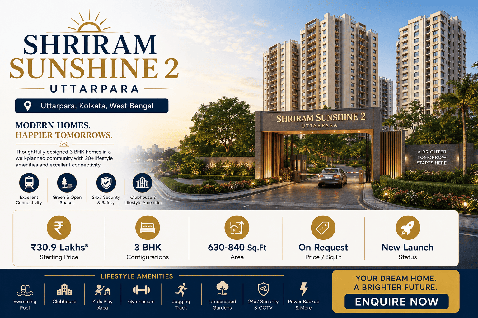 Shriram Sunshine 2 Uttarpara - Premium 3 BHK Homes in Kolkata