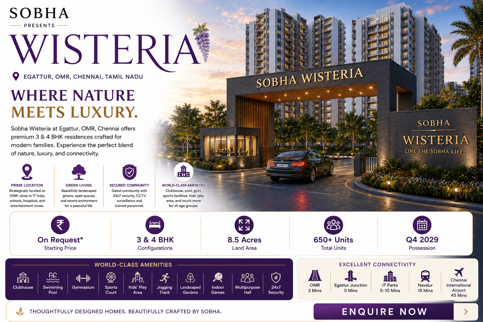 Sobha Wisteria - Sea-Facing Luxury Apartments in Egattur, Chennai