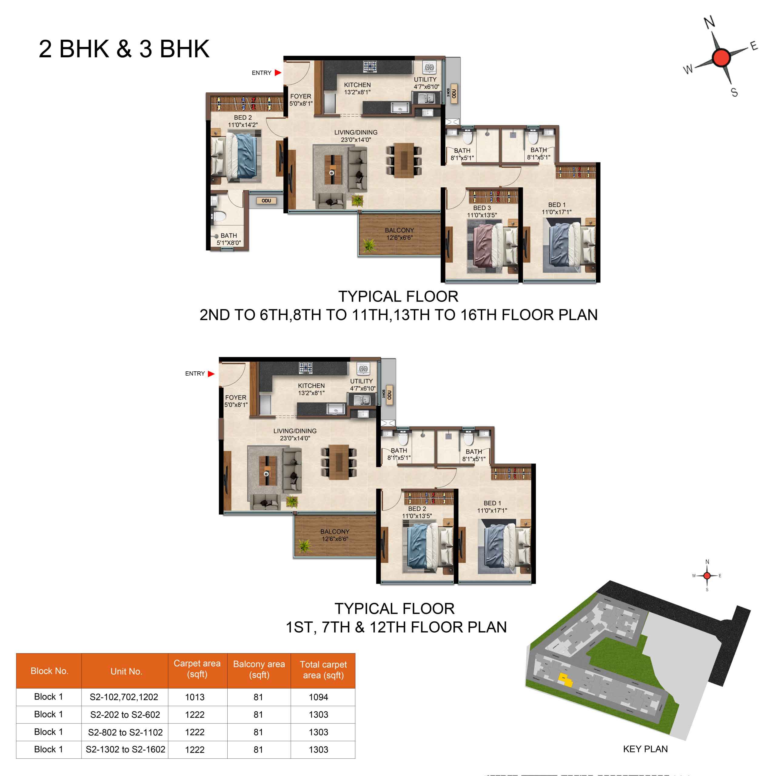 3 BHK Floor Plan Casagrand Caladium