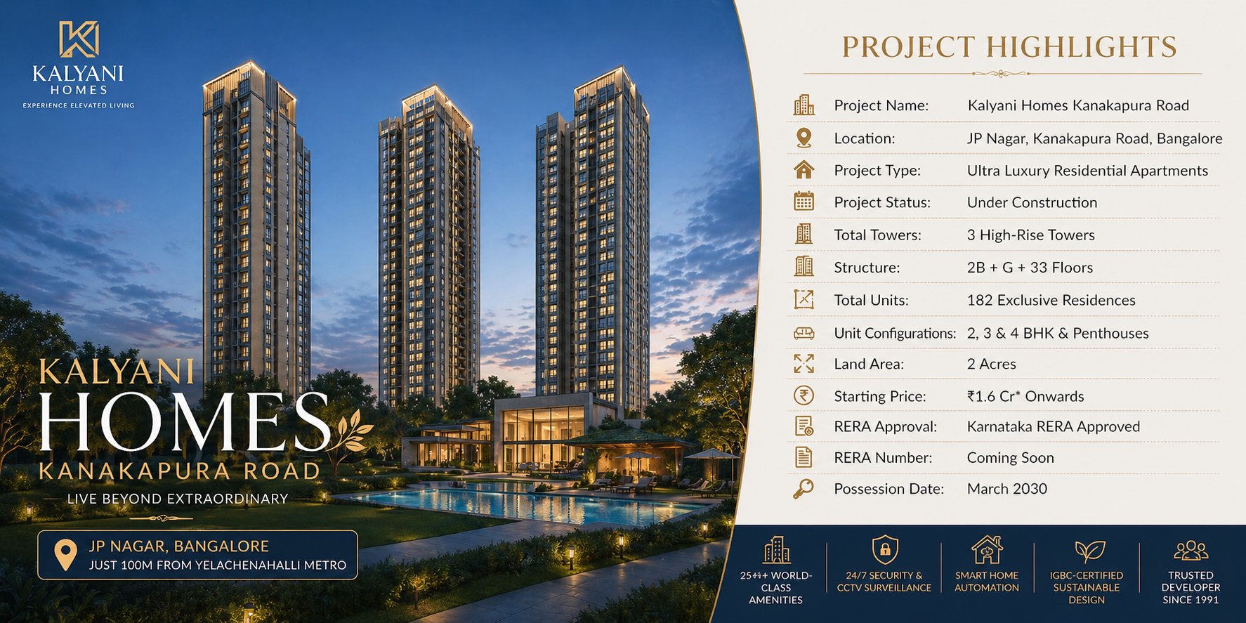 Kalyani JP Nagar Extension Luxury Apartments