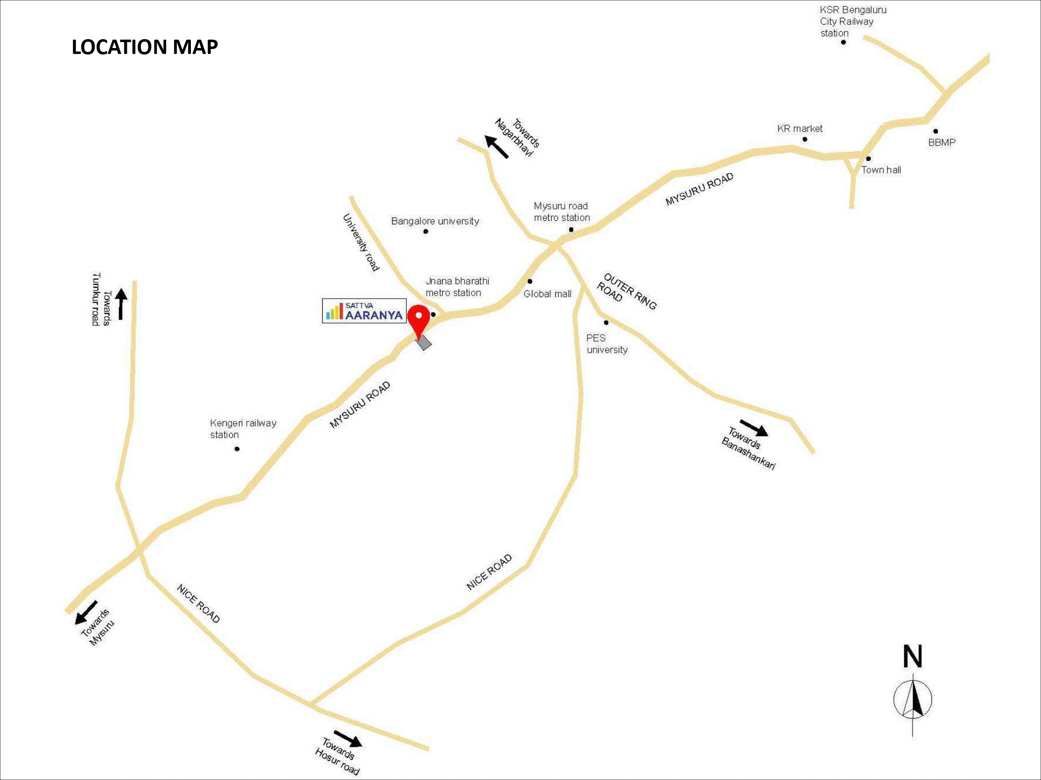 Sattva Aaranya Location Map Connectivity Rajarajeshwari Nagar Bangalore