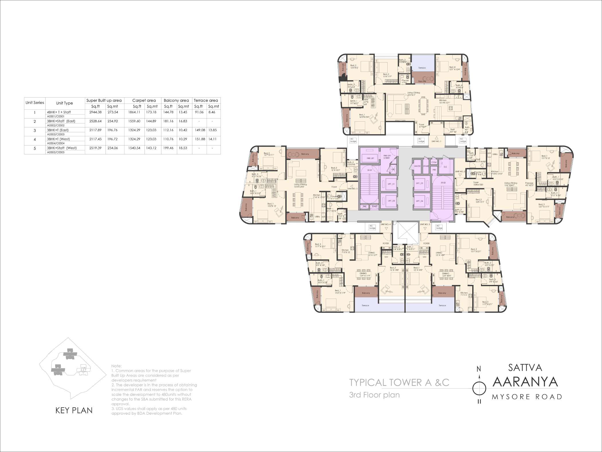 3 BHK Floor Plan Sattva Jigani